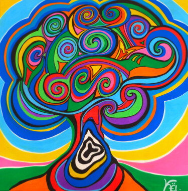Peinture intitulée "Beautiful tree" par Kaël, Œuvre d'art originale, Acrylique Monté sur Châssis en bois