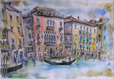 Venice Canale Grande Painting titled "Venice Canale Grande" by Zsolt Székelyhidi, Original Artwork, Watercolor