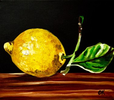 Lemon. Still life. HOME DECOR. OIL PAINTING. 绘画 标题为“Lemon. Still life.…” 由Olga Koval, 原创艺术品, 丙烯