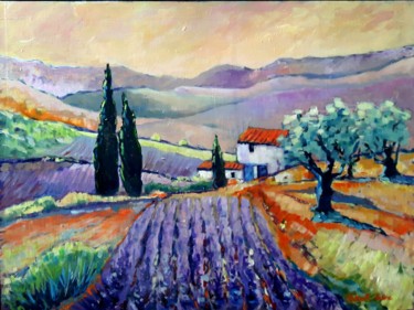 Painting titled "Lubéron" by Patrick Briere, Original Artwork, Oil