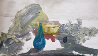 Painting titled "la bouteille bleue" by Nelly Coudoux, Original Artwork, Acrylic