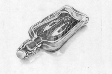 Drawing titled "La bouteille" by Olivier Junod, Original Artwork, Pencil