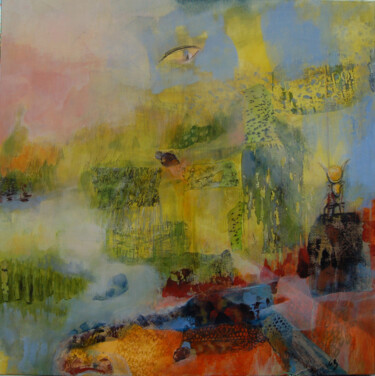 Painting titled "veau d'Or 2" by Myriam Bonneau, Original Artwork