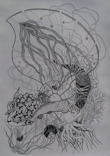 Drawing titled "unlimited dream n°3" by Christophe Gueraut, Original Artwork, Marker