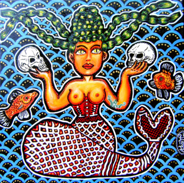 Painting titled "Sirène, esprit des…" by Florence H, Original Artwork, Acrylic
