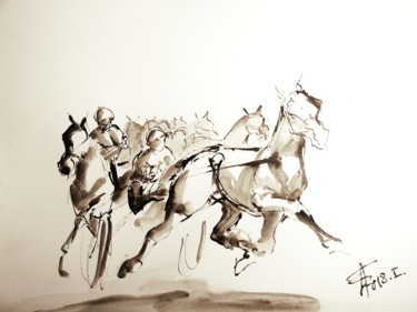 Drawing titled "Etude trot 18-39" by Thierry Faure, Original Artwork, Ink