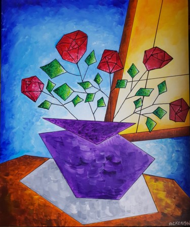 Peinture intitulée "Les roses" par Sophie Ackermann, Œuvre d'art originale, Acrylique