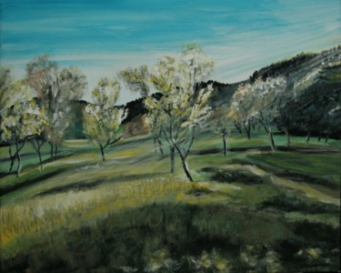 Trees in grassland Dieffenbach-au-Val Vosges Franc Schilderij getiteld "Trees in grassland…" door Bas Van Bemmel, Origineel Kunstwerk, Gouache