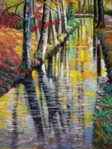 Drawing titled "La rigole dans la h…" by Claudine Marquet, Original Artwork, Pastel