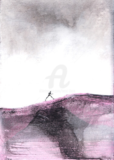 绘画 标题为“Le marcheur solitai…” 由Henri Ibara, 原创艺术品, 水粉