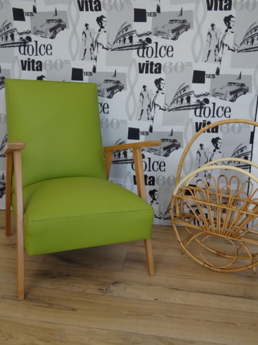 Fauteuil design Scandinave années 60 Design intitulée "Fauteuil design Sca…" par Lin-Et-Patine, Œuvre d'art originale, Meuble