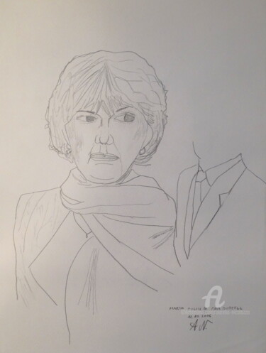 Dessin intitulée "Maria, moglie di Pa…" par Aurelio Nicolazzo, Œuvre d'art originale, Crayon