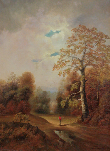 Картина под названием "Autumn" - Nikolay Biryukov, Подлинное произведение искусства, Масло