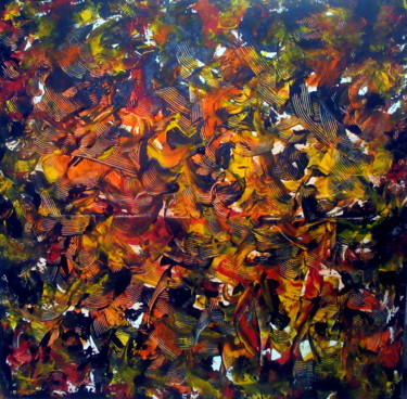 Peinture intitulée "golden-lights-in-th…" par Marianne Charlotte Mylonas-Svikovsky (Marlo), Œuvre d'art originale, Acrylique