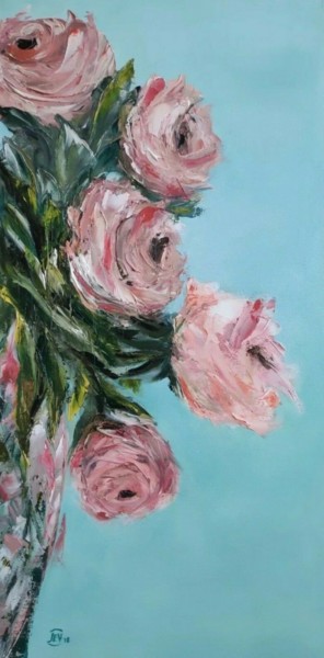 绘画 标题为“Roses” 由Elena Lav, 原创艺术品, 油 安装在木质担架架上
