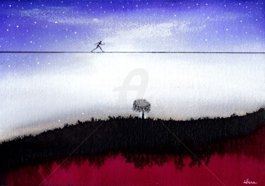 绘画 标题为“Le funambule silenc…” 由Henri Ibara, 原创艺术品, 水粉