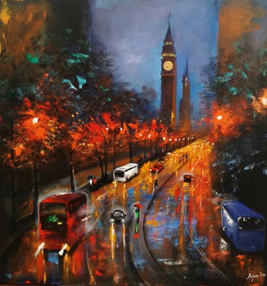 绘画 标题为“rainy-day-in-london…” 由Arjun Das Arjun Das, 原创艺术品, 丙烯