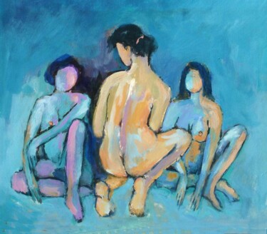 MALY - DISCUSSION À TROIS Peinture intitulée "MALY - DISCUSSION À…" par Marcel Clerc, Œuvre d'art originale, Acrylique