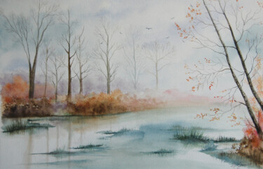 sérénité - aquarelle originale 「sérénité - aquare…」というタイトルの絵画 Patricia Giroldini Hyvernatによって, オリジナルのアートワーク, 水彩画