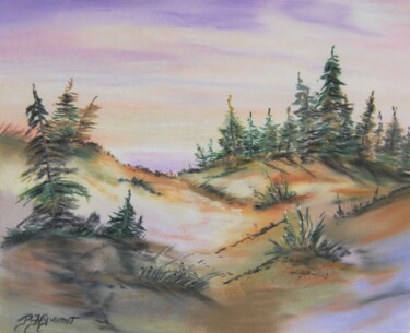 les dunes - pastel original signé 「les dunes - pastel…」というタイトルの描画 Patricia Giroldini Hyvernatによって, オリジナルのアートワーク, パステル