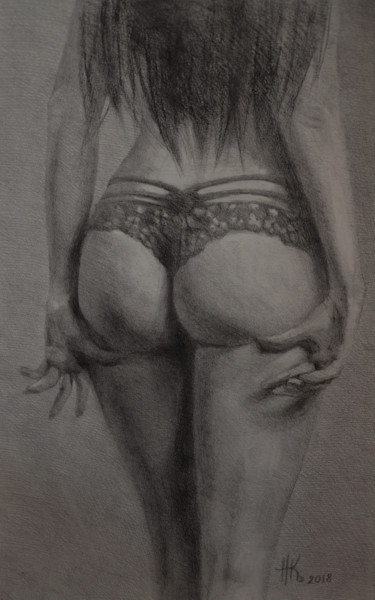 Body. Study #0097 Tekening getiteld "Body. Study #0097" door Zhanna Kondratenko, Origineel Kunstwerk, Houtskool