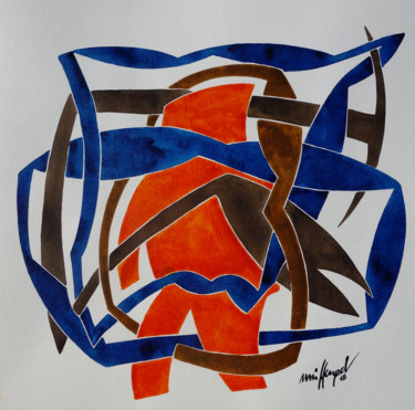 Malerei mit dem Titel "On The Run II" von Ulli Heupel, Original-Kunstwerk, Aquarell