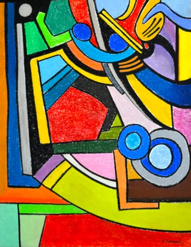 Dessin intitulée "Variation abstraite…" par Patrice Preveirault, Œuvre d'art originale, Pastel