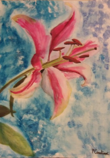 Peinture intitulée "Lys rose" par Pascale Coutoux, Œuvre d'art originale, Acrylique