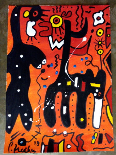 Painting titled "Fiesta" by Georg Kiehn, Original Artwork, Acrylic