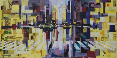 Collages intitulée "reflet sur New York" par Jacques Lacourrege, Œuvre d'art originale, Acrylique