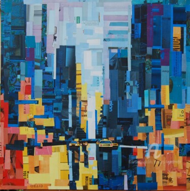 Collages intitulée "New York étincelant" par Jacques Lacourrege, Œuvre d'art originale, Acrylique