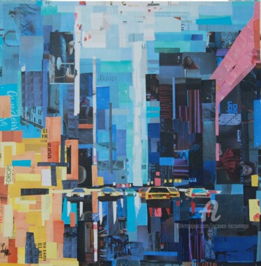 Collages intitulée "New York street" par Jacques Lacourrege, Œuvre d'art originale, Acrylique