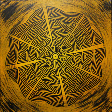 Jaune tribal. 绘画 标题为“Jaune tribal.” 由Jonathan Pradillon, 原创艺术品, 丙烯 安装在木质担架架上