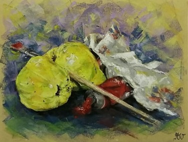 Peinture intitulée "Coings en coin d'at…" par Mireille Désir Valéry, Œuvre d'art originale, Pastel