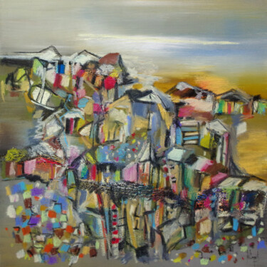 Peinture intitulée "Ciel de réconfort" par Muriel Cayet, Œuvre d'art originale, Acrylique
