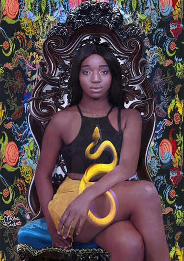 Digital Arts titled "femme TOTEM le serp…" by Masa Zodros, Original Artwork, Digital Painting