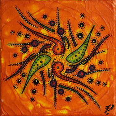 Sens du mouvement jaune orange Painting titled "Sens du mouvement j…" by Jonathan Pradillon, Original Artwork, Acrylic Mounted on Wood Stretcher frame