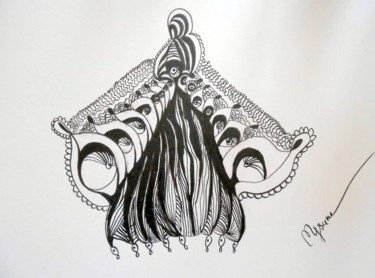Dessin intitulée "la montagne aux yeux" par Mysane, Œuvre d'art originale, Marqueur