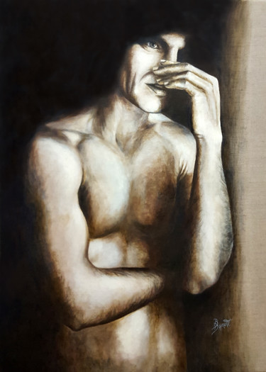 Peinture intitulée "Attente" par Brigitte Dumont, Œuvre d'art originale, Acrylique