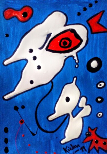 Painting titled "Bird meets Dog" by Georg Kiehn, Original Artwork, Acrylic