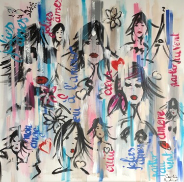 Peinture intitulée "Les jolies âmes par…" par Caroline Montigneaux, Œuvre d'art originale, Acrylique Monté sur Châssis en bo…