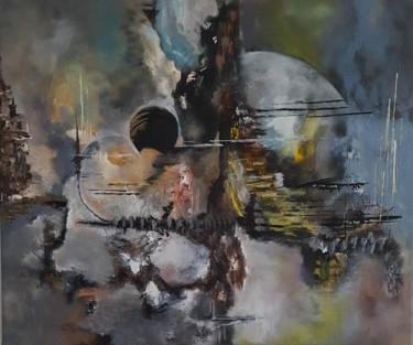 Painting titled "ASTEROÏDE" by Nathalie Calvo, Original Artwork, Acrylic
