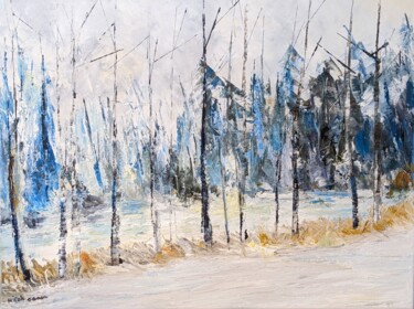 Bouleaux magiques Peinture intitulée "Bouleaux magiques" par Nicole Caron, Œuvre d'art originale, Huile