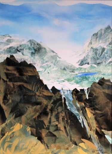 Painting titled "Les dents noires n°2" by Raymond Guibert, Original Artwork, Watercolor