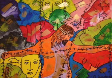 Alle persone condannate innocenti dalla storia e u Pittura intitolato "Alle persone condan…" da Mateci-Antonio Lucio Rudy Lacquaniti, Opera d'arte originale