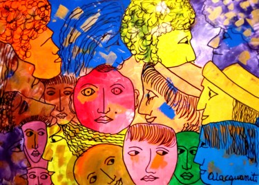 Pittura intitolato "L'INDIFFERENZA DUE" da Mateci-Antonio Lucio Rudy Lacquaniti, Opera d'arte originale
