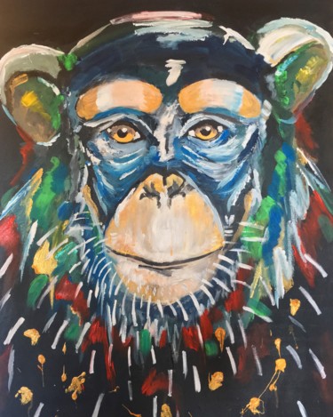 Pittura intitolato "Monkey.jpg" da Caroline Franche, Opera d'arte originale, Acrilico