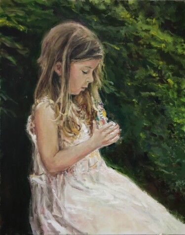 Original Artwork Little Girl and Toy Oil On Canvas 제목이 "Original Artwork Li…"인 미술작품 Vsevolod Chistiakov로, 원작, 기름