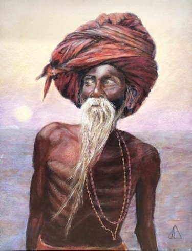 Sadhu au couché du soleil