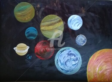 Peinture intitulée "The Planets - Homag…" par Colette Pennarun, Œuvre d'art originale, Huile